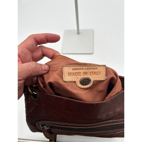 Avorio Crossbody Bag Womens Brown Leather Made in Italy Adj Strap 13"x10"x1" Y2K - Picture 4 of 9